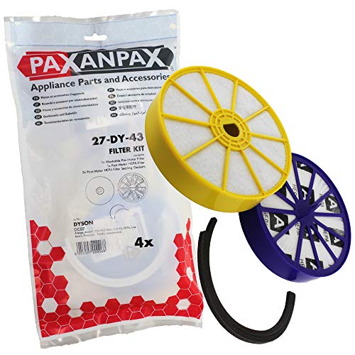 Paxanpax PFC358 kompatibler HEPA-und waschbarer Filter und Dichtungs-Set für Dyson DC07 (2 Stück), weiß von Paxanpax