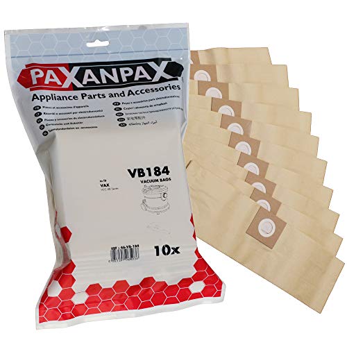 Paxanpax VB184 Kompatible Papiertüten für Vax Commercial VCC-08, VCC-10, VCC-11 Serie (10 Stück), Papier, braun von Paxanpax