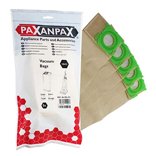 Paxanpax VB475 Kompatible Papier-Staubsaugerbeutel für Sebo X, C Jeyes Sensor Taski Stealth 1, Ensign SM1/2 Serie (5 Stück), braun von Paxanpax