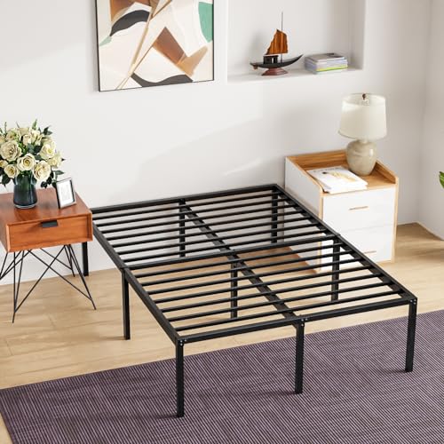 PayLessHere 45,7 cm hohes Metallbettrahmen mit maximalem Stauraum unter dem robusten Bettgestell, keine Boxspring erforderlich, geräuschfrei, einfache Montage, voll PayLessHere 45,7 cm hohes Metallbettrahmen mit maximalem Stauraum unter dem robusten Bettgestell, keine Boxspring erforderlich, geräuschfrei, einfache Montage, voll von PayLessHere