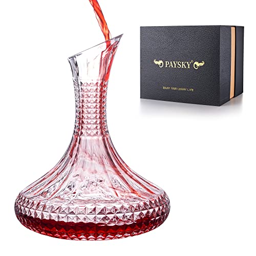 Paysky Dicker Weindekanter mit Geschenk-Box, Kristallglas, gravierter Dekanter, elegantes Geschenk und Kunstwerk – volle Flasche 1,5 l von Paysky