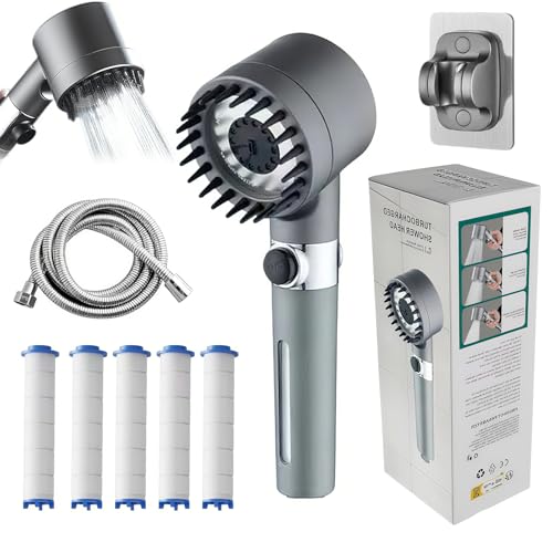 Vita Shower Duschkopf Adlox, Spürbar Weichere Haut, Glänzendes Haar, Leistungsstarke Wassereinsparung Und Druckerhöhung, Drei Wassersprühmodi, Vitashower Duschkopf (Grün 3) von Pazvoza