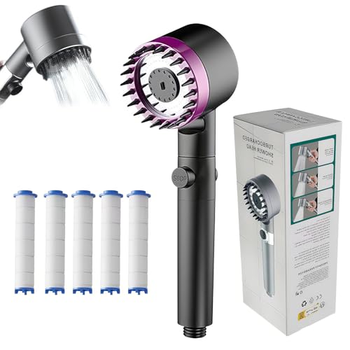 Vita Shower Duschkopf Adlox, Spürbar Weichere Haut, Glänzendes Haar, Leistungsstarke Wassereinsparung Und Druckerhöhung, Drei Wassersprühmodi, Vitashower Duschkopf (Rosa) von Pazvoza