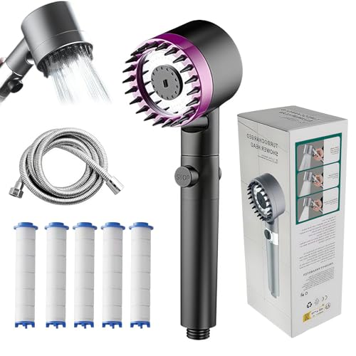 Vita Shower Duschkopf Adlox, Spürbar Weichere Haut, Glänzendes Haar, Leistungsstarke Wassereinsparung Und Druckerhöhung, Drei Wassersprühmodi, Vitashower Duschkopf (Rosa 2) von Pazvoza