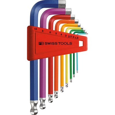 Winkelschraubendreher-Satz bunt mit Kugelkopf 9-teilig 1,5-10mm von Pb Swiss Tools