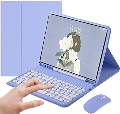 Tastatur-Schutzhülle für Samsung Galaxy Tab S8/S7 11 Zoll mit Maus, intelligente weiche Hülle mit Bluetooth-Tastatur, abnehmbare kabellose Tastatur, Tablet-Hülle mit Stifthalter (lila) von PboyiqiS