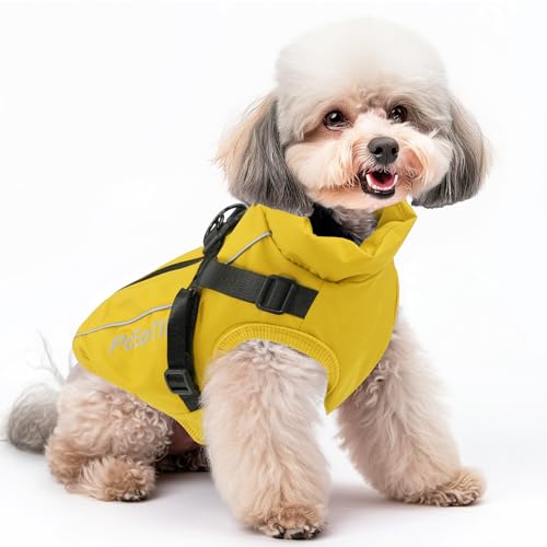 PcEoTllar Wasserdichter Hundemantel für kleine Hunde, warme reflektierende Jacke mit Geschirr für den Winter, Ski-Kostüm, Baumwolle, Hundepullover von PcEoTllar
