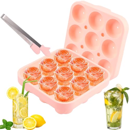 Eiswürfelform Silikon, Eiswürfelform, 3D Rosen EiswürfelbehäLter mit Deckel, Wiederverwendbare Eisformen Silikon Mit Zangen für Eis, Saft, Kaffee von PceGan