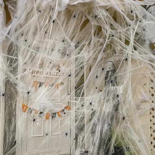 Spinnennetz Halloween,Halloween Deko,200g Weiß Outdoor Halloween Spinnennetz mit 60 Horror Schwarz spinnen,1000m² Indoor Groß Spinnennetz Deko für Innen Außen Häuser Garten Spukhaus Party Zubehör Spinnennetz Halloween,Halloween Deko,200g Weiß Outdoor Halloween Spinnennetz mit 60 Horror Schwarz spinnen,1000m² Indoor Groß Spinnennetz Deko für Innen Außen Häuser Garten Spukhaus Party Zubehör von PceGan
