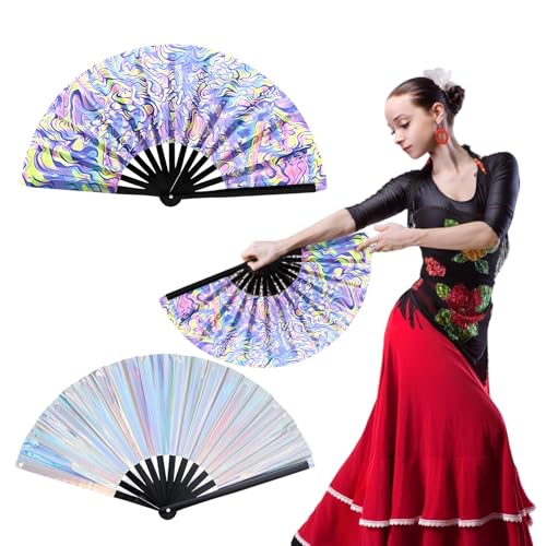 Handfächer, Fächer, 2 Stück Faltbare Fächer In Leuchtenden Farben, Fächer Hochzeit, Chinesische Fecher für Rave, Hochzeiten, Feste, Partys und Tanz Handfächer, Fächer, 2 Stück Faltbare Fächer In Leuchtenden Farben, Fächer Hochzeit, Chinesische Fecher für Rave, Hochzeiten, Feste, Partys und Tanz von PceGan