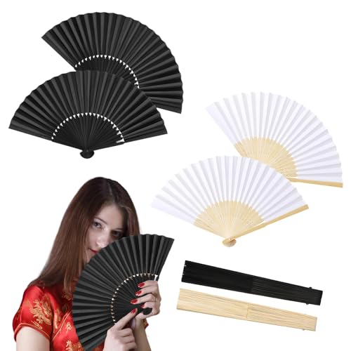 Handfächer, Fächer, 4 Stück Chinesische Fecher aus Stoff, Faltbarer Fächer für Die KüHlung Im Sommer, Fächer Festival, Papierfächer für Gastgeschenke Hochzeit, TanzauffüHrungen und Heimdekoration Handfächer, Fächer, 4 Stück Chinesische Fecher aus Stoff, Faltbarer Fächer für Die KüHlung Im Sommer, Fächer Festival, Papierfächer für Gastgeschenke Hochzeit, TanzauffüHrungen und Heimdekoration von PceGan
