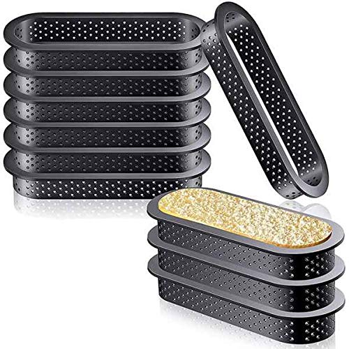 Pceewtyt 12 Stück Backformen Ovale Torten Ringe Dessert- Speisering Hitze Beständiger Perforierter Kuchen Mousse Antihaft beschichtet Springform Kastenform Tortenform von Pceewtyt