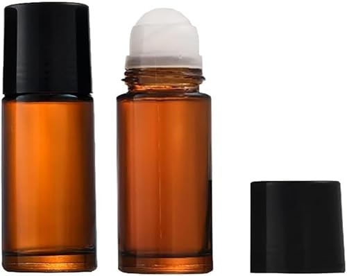 2 x braune Glasflaschen für ätherische Öle, Parfümroller, nachfüllbare Roll-on-Flaschen, Behälter, leerer Deo-Rollerball, Schönheits- und Körperpflege-Werkzeuge für Duft-Kosmetik, Roll-on-Flaschen, 30 von Pchnfei