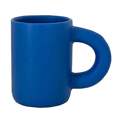 Pcivzxam Nordische Keramiktasse mit großem Griff, handglasiert, für Wasser, Tee, Milch, Zuhause, Büro, Wasserbecher, Blau von Pcivzxam