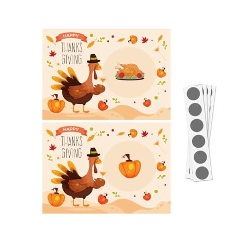 Pcivzxam Thanksgiving-Party, Rubbelspiel, Truthahnkarten, Feiertage, festliche Tombola-Tickets, einfache Installation von Pcivzxam