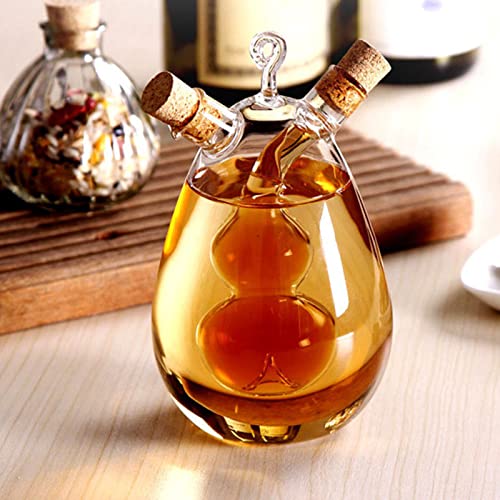 Pcscevcr 2 in 1 Öl- und Essigspender, Klarglas Olivenöl Flasche Behälter Menage mit Korkverschluss, Küchenzubehör Glas Glas (ovale Form) von Pcscevcr