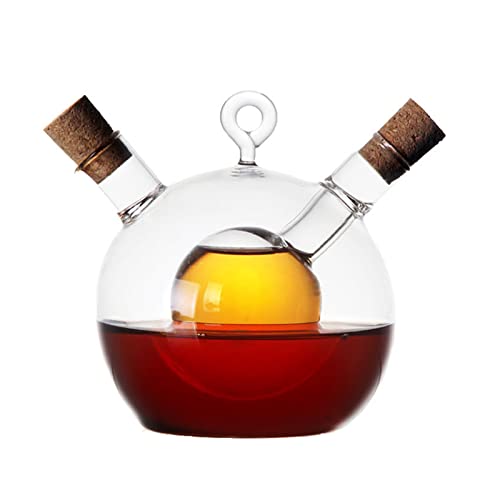 Pcscevcr 2 in 1 Öl- und Essigspender, Klarglas Olivenölflasche Behälter Menage mit Korkverschluss, Küchenzubehör Glas Glas (Kugelform) von Pcscevcr
