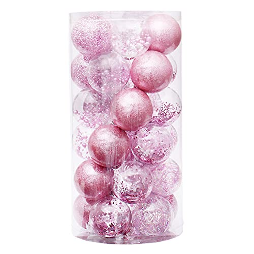 Pcscevcr 30 Stück Weihnachtskugeln Ornamente, bruchsichere hängende Kugeln für Weihnachtsbaum, hängende Dekoration, Urlaubsparty, Hochzeit, Heimdekoration (rosa) von Pcscevcr