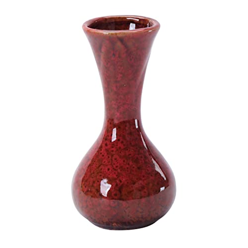 Pcscevcr Kleine Keramik-Blumenvasen, dekorative Knospenvase, Handmades Big Belly Glases Blumenvase für Zuhause Wohnzimmer Tischregal Dekor (rot) von Pcscevcr
