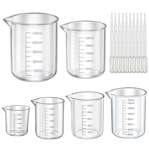 16 Stück Messbecher Set, Präzisionshitzebeständig 6 Messbecher 25 Ml 50 Ml 100 Ml 150 Ml 250 Ml 500 Ml Mit 10 Pipetten, Measuring Cups,für Labor Küche Waschmittel Chemikalien 16 Stück Messbecher Set, Präzisionshitzebeständig 6 Messbecher 25 Ml 50 Ml 100 Ml 150 Ml 250 Ml 500 Ml Mit 10 Pipetten, Measuring Cups,für Labor Küche Waschmittel Chemikalien von PcvGef