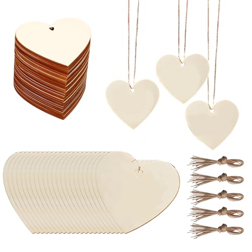 50 Stück Holzherzen Hochzeit, Holzherzen Zum Beschriften, Holzherzen Deko, 8x8 cm Holzherzen Mit Juteschnur, DIY Bastelzubehör Für Hochzeitsdekoration, Party Und Geschenke 50 Stück Holzherzen Hochzeit, Holzherzen Zum Beschriften, Holzherzen Deko, 8x8 cm Holzherzen Mit Juteschnur, DIY Bastelzubehör Für Hochzeitsdekoration, Party Und Geschenke von PcvGef