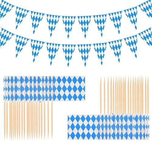 120 Stück Oktoberfest Deko, Bayrische Deko Für Party Und Zuhause, 2 Banner Und 100 Zahnstocher Flaggen, Ideal Für Oktoberfest Party Und Bayrische Themen 120 Stück Oktoberfest Deko, Bayrische Deko Für Party Und Zuhause, 2 Banner Und 100 Zahnstocher Flaggen, Ideal Für Oktoberfest Party Und Bayrische Themen von PcvGef