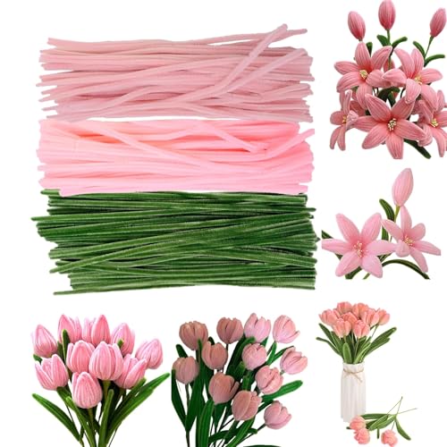 Pfeifenputzer Zum Basteln, 300 StüCk Pipe Cleaner Flower Set, Blumen Staubblatt, Blumentasche FüR Blumenstrauß Diy Dekor Pfeifenputzer, 3 Farben Zartrosa GrüN Pfeifenreiniger Zum Basteln Pfeifenputzer Zum Basteln, 300 StüCk Pipe Cleaner Flower Set, Blumen Staubblatt, Blumentasche FüR Blumenstrauß Diy Dekor Pfeifenputzer, 3 Farben Zartrosa GrüN Pfeifenreiniger Zum Basteln von PcvGef