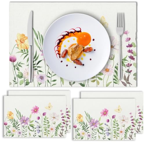 Platzdeckchen, 4er Set Platzsets Abwaschbar, Tischsets Abwaschbar Aus Baumwolle Und Leinen, 45 X 35 cm, Für Familienessen, Feiern Und Geschenke Platzdeckchen, 4er Set Platzsets Abwaschbar, Tischsets Abwaschbar Aus Baumwolle Und Leinen, 45 X 35 cm, Für Familienessen, Feiern Und Geschenke von PcvGef