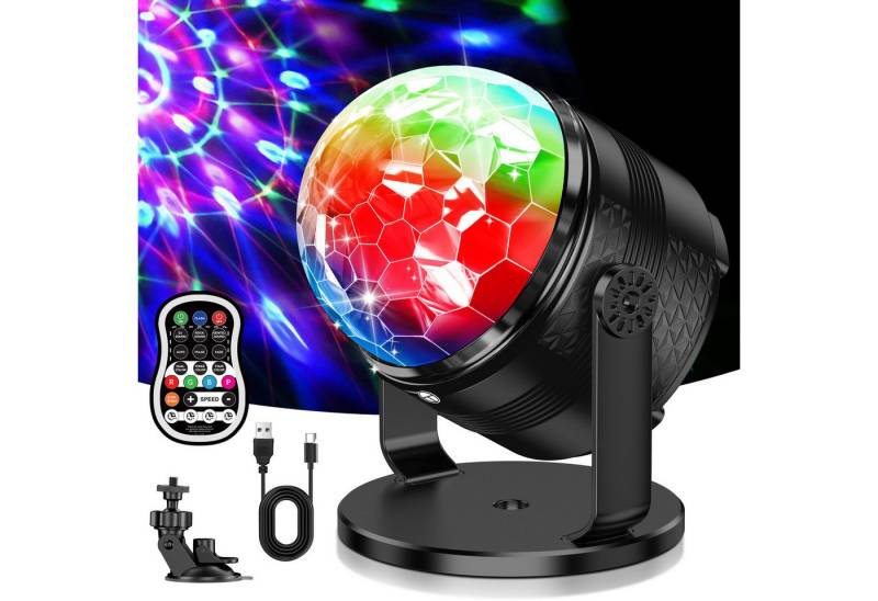Pdgrid LED Discolicht 15 Farb Fernbedienung Bühnenlicht Disco Partylicht Stroboskop, LED fest integriert, 360° drehbar mit 4 m USB Kabel für Party Weihnachten, New Year von Pdgrid