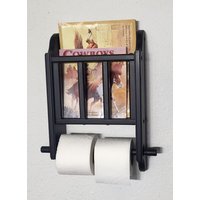 Schwarzer Zeitungsständer Mit Toilettenpapierhalter Aus Den Usa von PdiamondJRanch