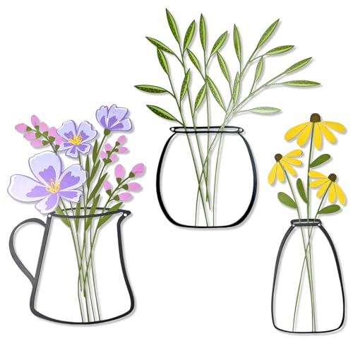 3 Stück Metallblumen Wanddekoration, Metallblumen Wandkunst Deko - Rustikale Bauernhof Deko für Wohnzimmer Bad Schlafzimmer Esszimmer - Einweihungsgeschenke 3 Stück Metallblumen Wanddekoration, Metallblumen Wandkunst Deko - Rustikale Bauernhof Deko für Wohnzimmer Bad Schlafzimmer Esszimmer - Einweihungsgeschenke von Pduoduo