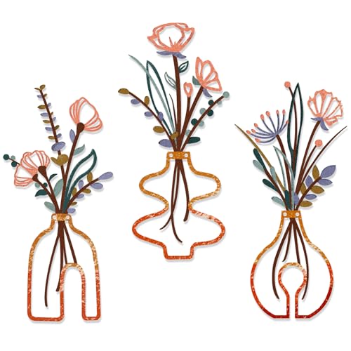 Pduoduo 3 Stück Metallblumen-Wanddekoration, minimalistische Blumen in Vase, hängende Wandkunst aus Eisen, hängende Wandskulpturen mit Blumenmuster für Wohnzimmer, Schlafzimmer, Badezimmer Pduoduo 3 Stück Metallblumen-Wanddekoration, minimalistische Blumen in Vase, hängende Wandkunst aus Eisen, hängende Wandskulpturen mit Blumenmuster für Wohnzimmer, Schlafzimmer, Badezimmer von Pduoduo