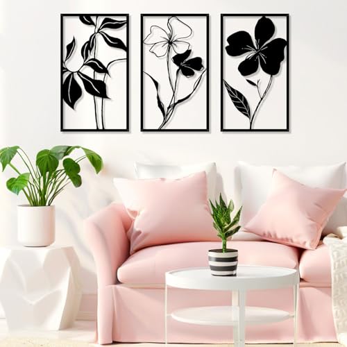 Pduoduo Black Metal Blumen Wandkunst Dekoration, Blumenlinie Hängende Wandskulptur Minimalistische Linienkunst Moderne Ästhetik für Wohnzimmer und Schlafzimmer Pduoduo Black Metal Blumen Wandkunst Dekoration, Blumenlinie Hängende Wandskulptur Minimalistische Linienkunst Moderne Ästhetik für Wohnzimmer und Schlafzimmer von Pduoduo