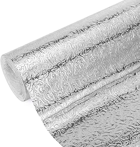Aluminiumfolie Tapete Ölfester Wandaufkleber 40cmx10mSelbstklebende für Küchen Arbeitsplatte Küchenwand Küchenschrank von Pdycoy