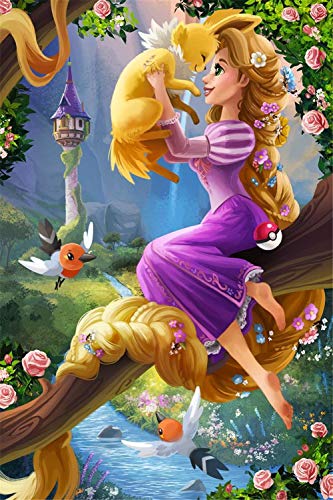 5D DIY Diamant Malerei Kits Voll Bohren Rapunzel Prinzessin Erwachsene Kinder Kristall Strass Mosaik Diamond Painting Art Kreuzstich Stickerei Craft Wohnzimmer Schlafzimmer Wanddekor 80x120cm von PeBoo