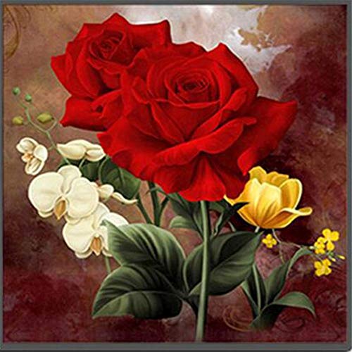 PeBoo 5D Diamantmalerei Kits Große Größe Bilder Blume Rote Rose Erwachsene Kinder Bunt Kristall Diamant Bilder Handarbeit Stickerei Diamond Painting Kreuzstich Art Wohnkultur 80x80cm von PeBoo