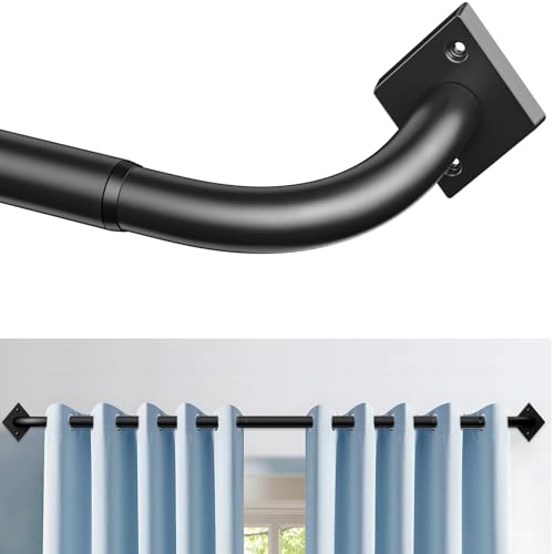 Gardinenstange Schwarz Vorhangstange Ausziehbar 85-321cm 25 mm Durchmesser Vorhangstange Schwarz Matt Metall für Wohnzimmer Schlafzimmer Verdunkelungsvorhänge von PeSenp
