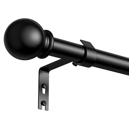 PeSenp Gardinenstange Schwarz 76-228cm, Ausziehbare Vorhangstange Mit Rundkappen, Metall-Gardinenstange Für Scheibengardinen, Schlafzimmer, Wohnzimmer, Curtain Rod, Schwarz Matt 2er Pack von PeSenp