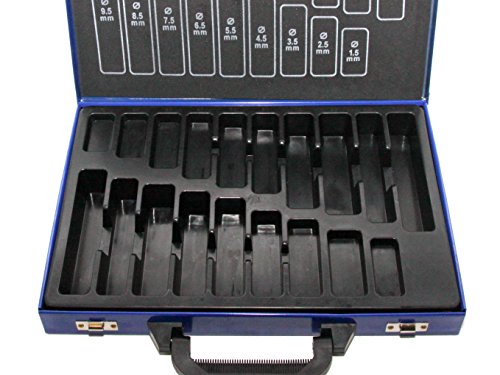 Leerbox für Bohrer-Set 1-10 mm - Aufbewahrungskoffer / -Box mit 19 Fächern für Spiralbohrer/Metallbohrer - für 170-tlg. Set - robuster Koffer mit Griff - Metallkassette - PeTools von PeTools
