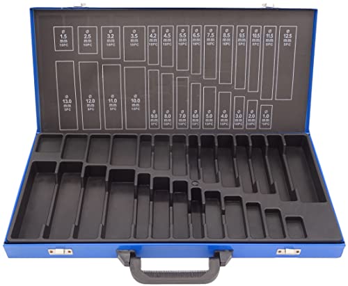 Leerbox für Bohrer-Set 1-13 mm - Aufbewahrungskoffer / -Box mit 27 Fächern für Spiralbohrer/Metallbohrer - für 230-tlg. Set - robuster Koffer mit Griff - Metallkassette - PeTools von PeTools