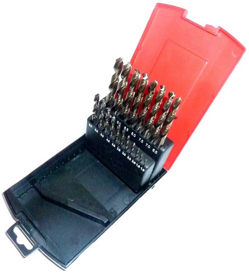 PeTools Metallbohrer 19 tlg. Edelstahl-Bohrerset (1-10mm) HSS-E Co5 Cobalt Spiral-Bohrer VA, (19-tlg), HSS-E kobaltlegiert (Co5) von PeTools