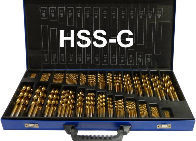 PeTools Metallbohrer Spiral-Bohrer 230 tlg. HSS-G 1-13mm TiN (500) Kreuzschliff DIN1412C, (230-tlg), HSS-G Qualität, titannitridbeschichtet, Kreuzanschliff nach DIN1412C von PeTools