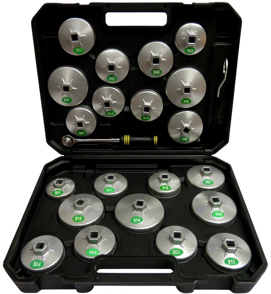 PeTools Steckschlüssel 23tlg Ölfilter-Schlüssel, Ölfilterkappen, Ölfilter-Glocken aus Alu-Druckguss (23 St) von PeTools