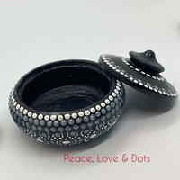 Punktbemalte Trinkschale Und Deckel|Mini Teelichthalter| Handgemalte Mandala Schale| Teelichthalter von PeaceLoveandDots