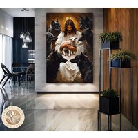 Divine Protection Canvas Print, Jesus Protecting The Lamb From Wolves, Spiritual Wall Art, Christian Symbolism Religious Decor For Faith 103 Divine Protection Canvas Print, Jesus Protecting The Lamb From Wolves, Spiritual Wall Art, Christian Symbolism Religious Decor For Faith 103 von PeacefulPrintForYou