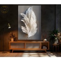 Feathers Canvas Print, Framed Volumetrical Wall Art, White Artwork, Floater Frame Living Room Large Modern Art 48 Feathers Canvas Print, Framed Volumetrical Wall Art, White Artwork, Floater Frame Living Room Large Modern Art 48 von PeacefulPrintForYou