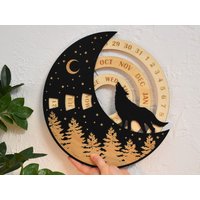 Ewiger Kalender Heulender Wolf Auf Mond Im Wald von PeacefullMoon