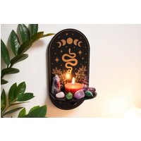 Schlange Mond Phase Blumen Altar Regal von PeacefullMoon