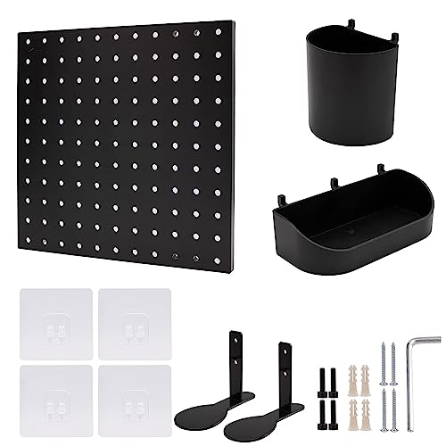 Wandpaneel-Kit Pegboard Wandhalterung DIY Pegboard Wand Lochplatte Wandhalterung für Werkstatt, Werkstatt und Werkbank, Desktop-Aufbewahrung, Bastel- und Dekorationsartikel (Schwarz) von Peaceharmo