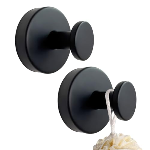 Peaceya 2er-Set Saugnapf Haken Badezimmer Schwarze, Haken Ohne Bohren, Saughaken Extra Stark, Handtuchhalter Saugnäpfe Wandhaken, Saugknöpfe Gewinde Hooks, Handtuchhaken Bademantelhaken Küche von Peaceya